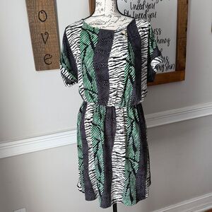 Orion London Zebra and Leaf Print Mini Dress